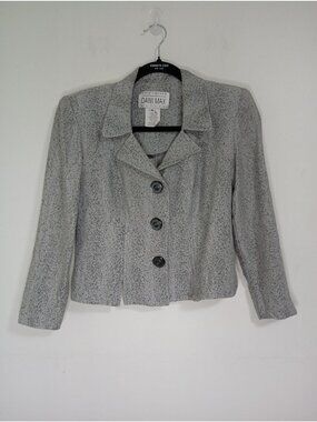 Lois Snyder Dani Max Womens Button-Up Jacket Gray Textured Petite Size 4